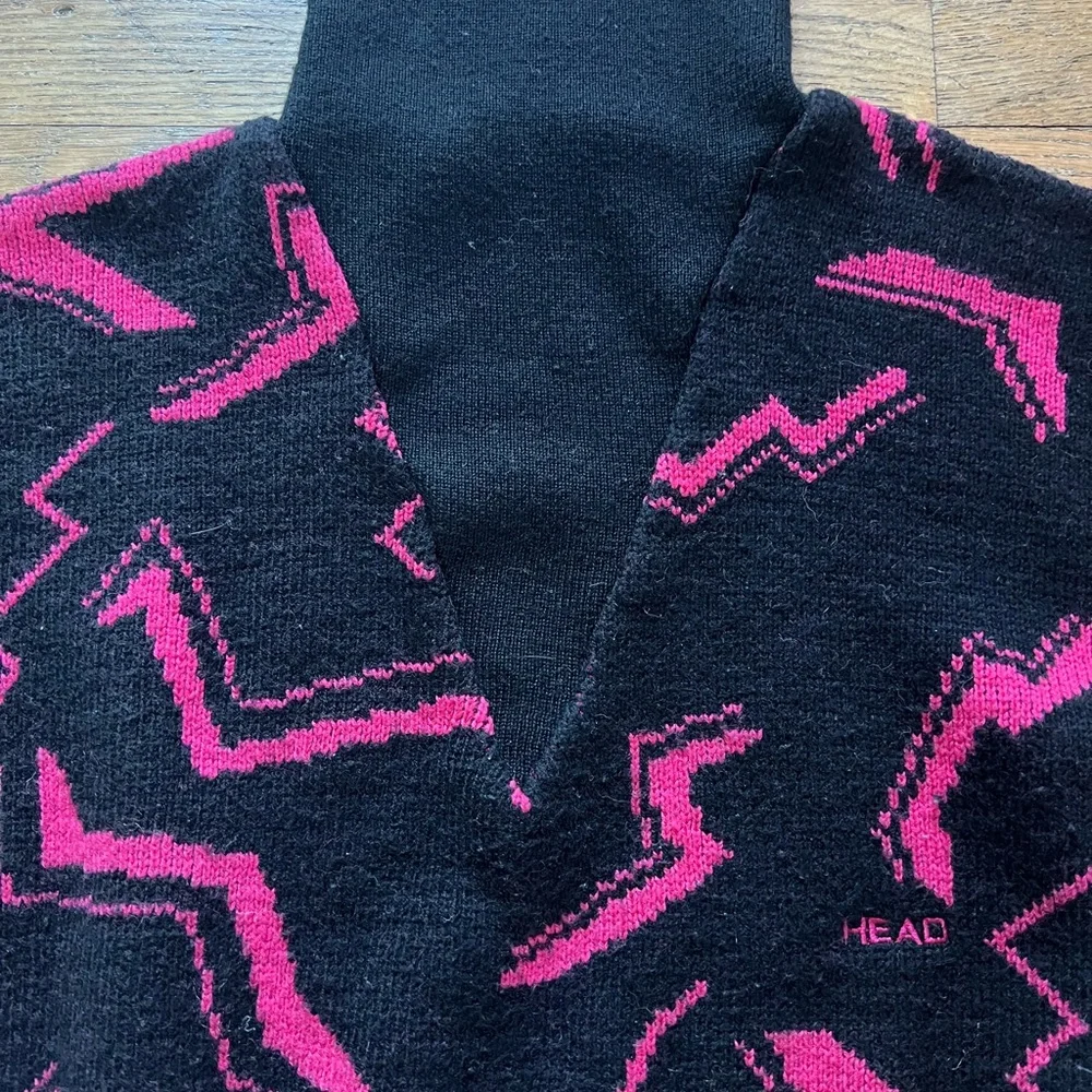 Vintage Head Black and Pink Turtleneck Sweater - Picture 3 of 5